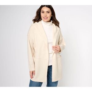 Studio Park Women's Top Sweater Sz L x Amy Stran Hooded Cardigan White A620500